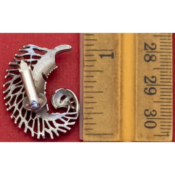 Vintage Elven Abstract Leaves Feathers Silver Tone Clip On Earrings - F52 - Picture 3 of 3